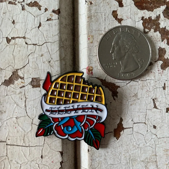 Brand new Stranger Things inspired enamel pin Eleven with Waffle - Picture 2 of 3